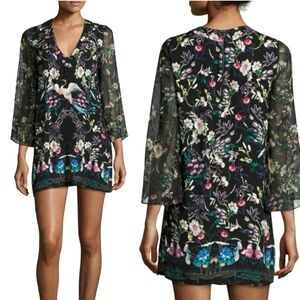33. Alice + Olivia Zia Mythical Garden Mini Floral Black Sheer Sleeves